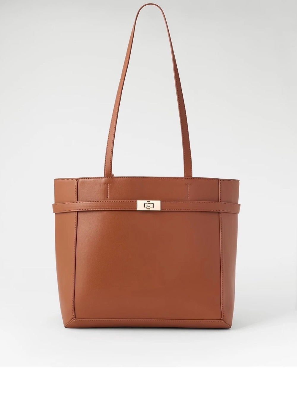 NWT Ann Taylor cognac belted tote bag